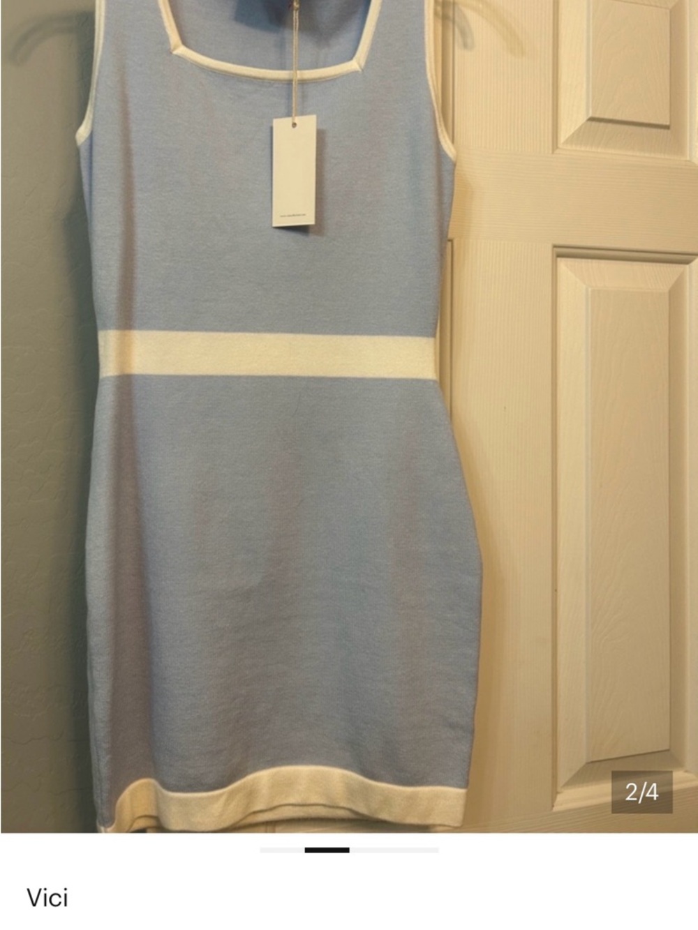 VICI Light Blue and White Two-Piece Knit Cardigan Set - Picture 3 of 3